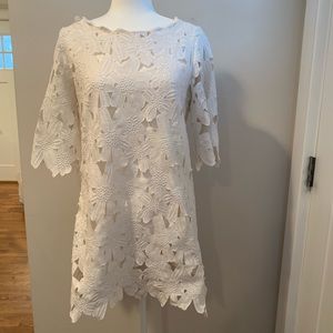 Lace white mini shift dress. Size L. bride bridal
